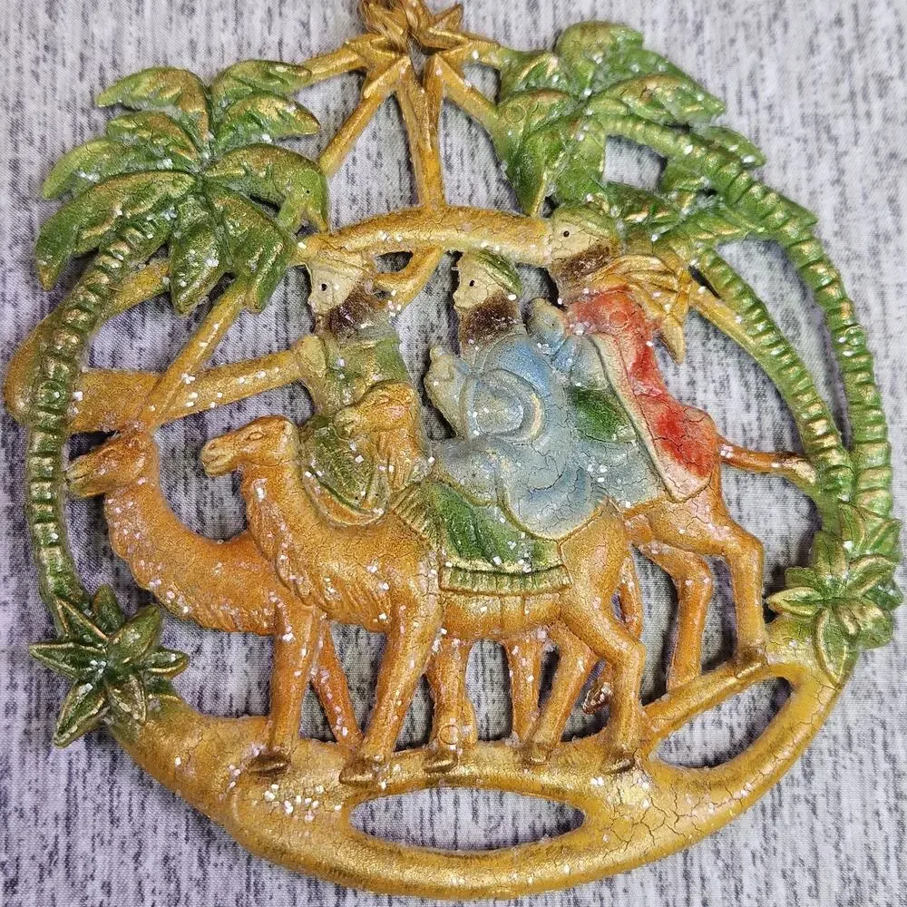 VTG Christmas Tree Ornament Set of 3 Wise Men Nativity King Star 70s Religious
